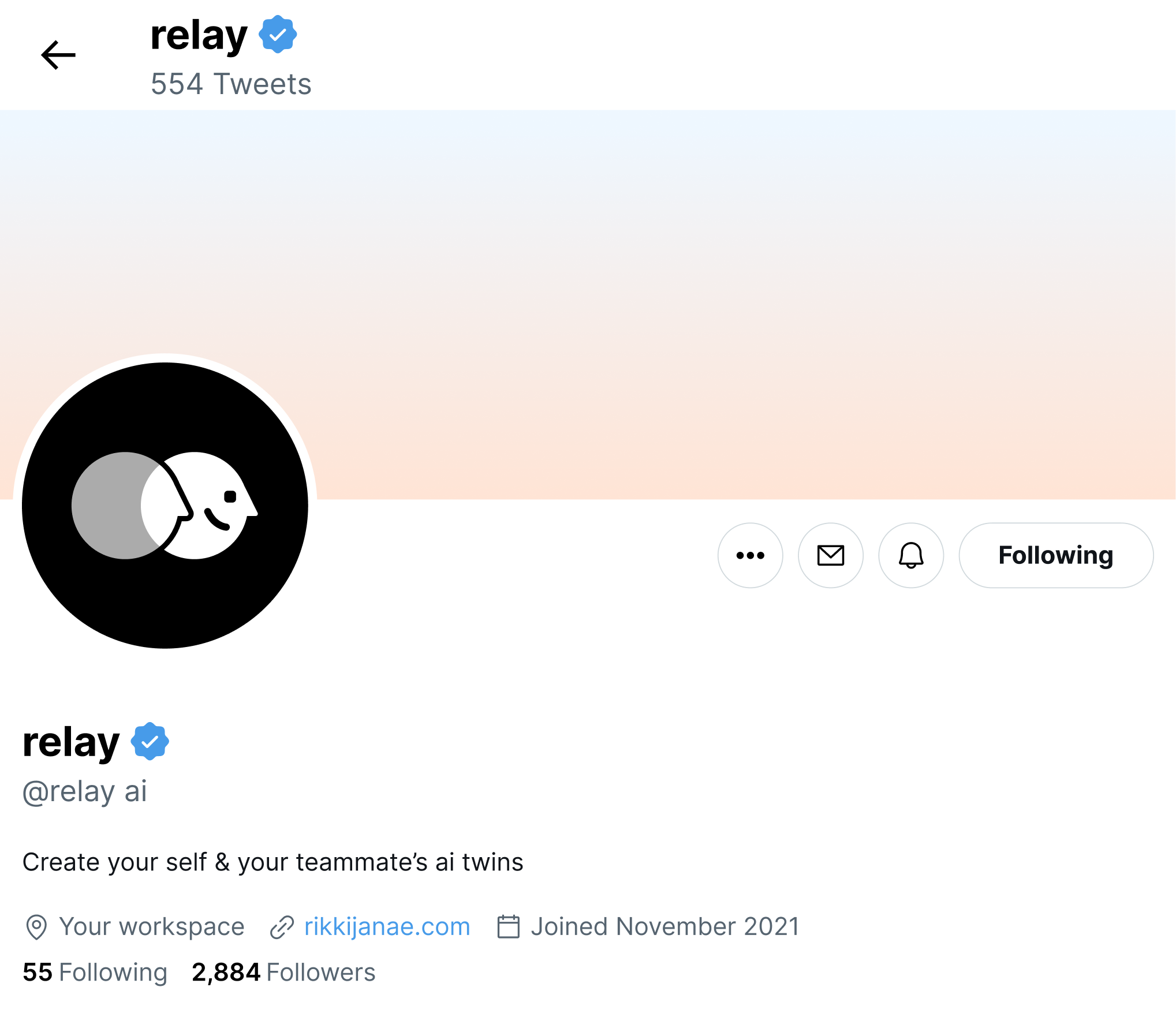 Relay Twitter profile mockup